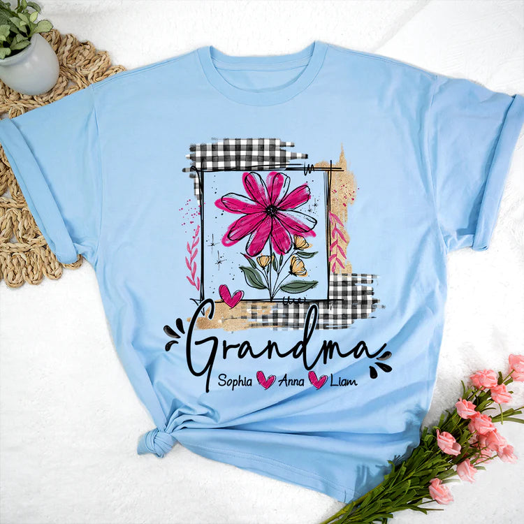 Custom Artistic Checkered Wildflowers As A Gift T-Shirt