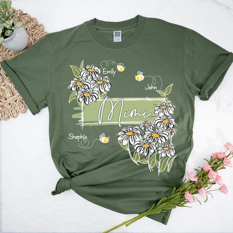 Custom Art Wildflowers Mimi And Bee Kids T-Shirt