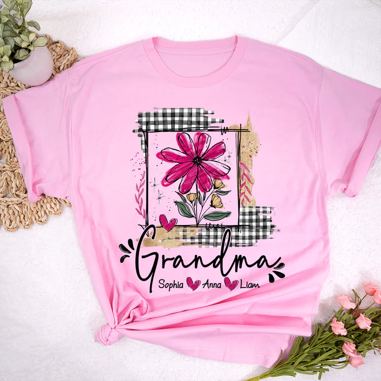 Custom Artistic Checkered Wildflowers As A Gift T-Shirt