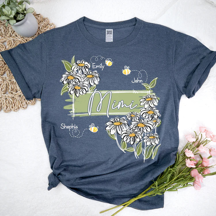 Custom Art Wildflowers Mimi And Bee Kids T-Shirt