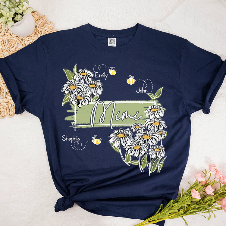 Custom Art Wildflowers Mimi And Bee Kids T-Shirt