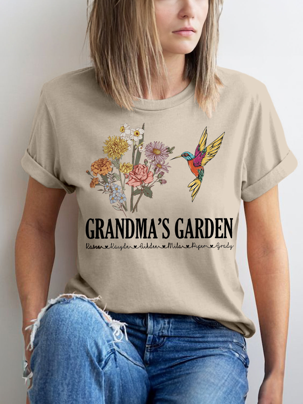 Customized Hummingbird Floral Short Sleeve