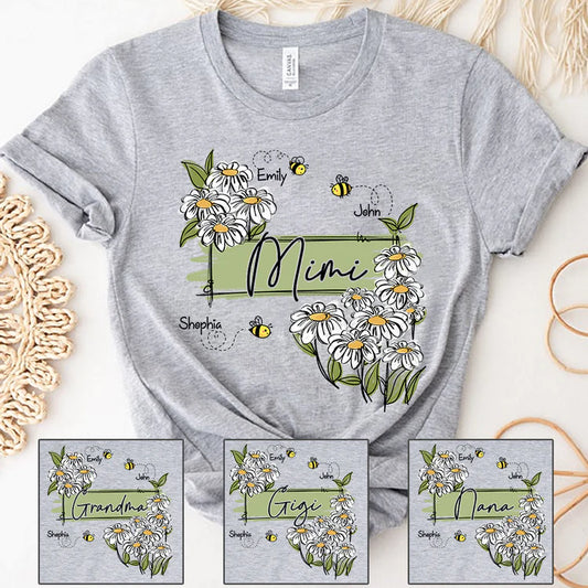 Custom Art Wildflowers Mimi And Bee Kids T-Shirt