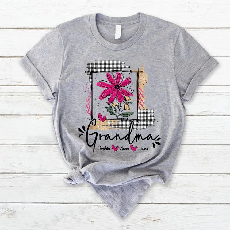 Custom Artistic Checkered Wildflowers As A Gift T-Shirt