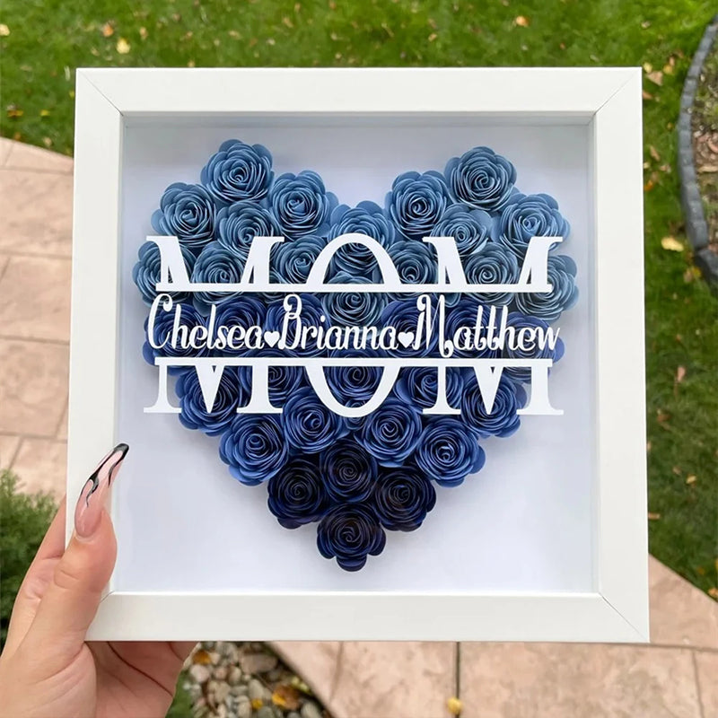 Personalized Mom Flower Shadow Box With Name For Mother's Gift