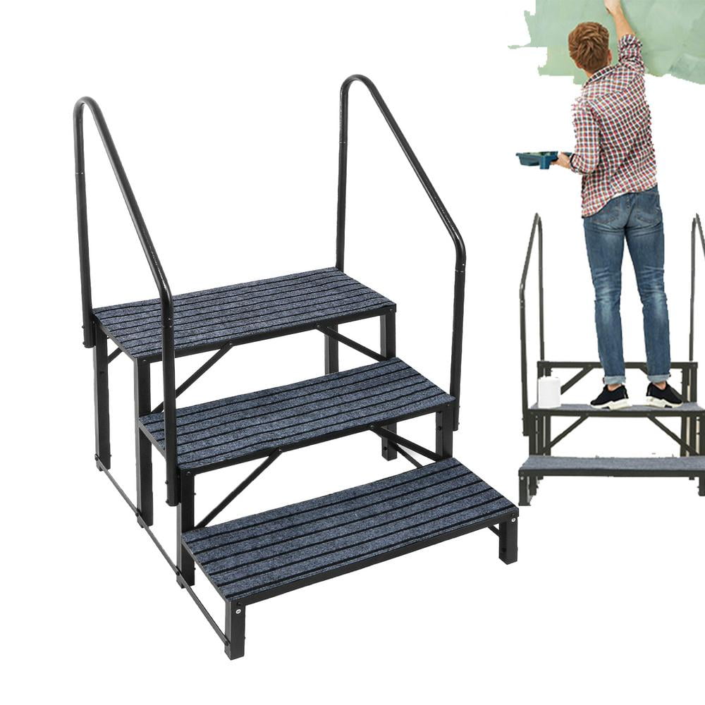 WZTO RV Steps with Handrail RV Ladders for Travel Trailers 3 Step Outdoor RV Ladders Hot Tub Spa Steps RV Steps Mobile Home Stairs for Easy Access wonderful