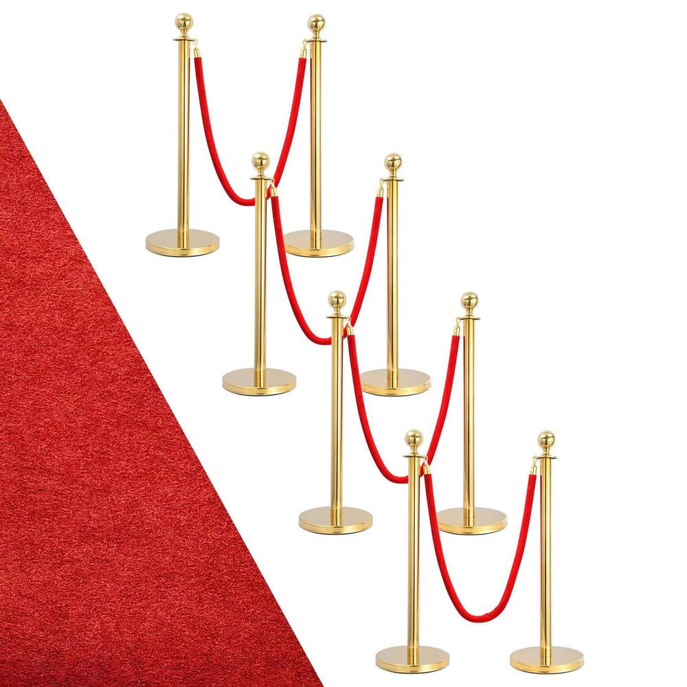 WZTO Crowd Control Stanchion 8pcs Stainless Steel Stanchion Post for Crowd Control Party Supplies Crowd Control Barriers with 4pcs Velvet Rope Red Carpet Poles for Ticketing best service