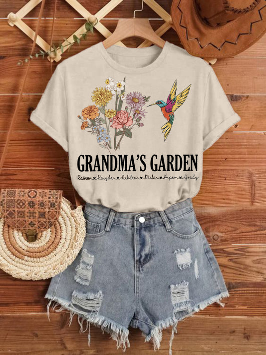 Customized Hummingbird Floral Short Sleeve