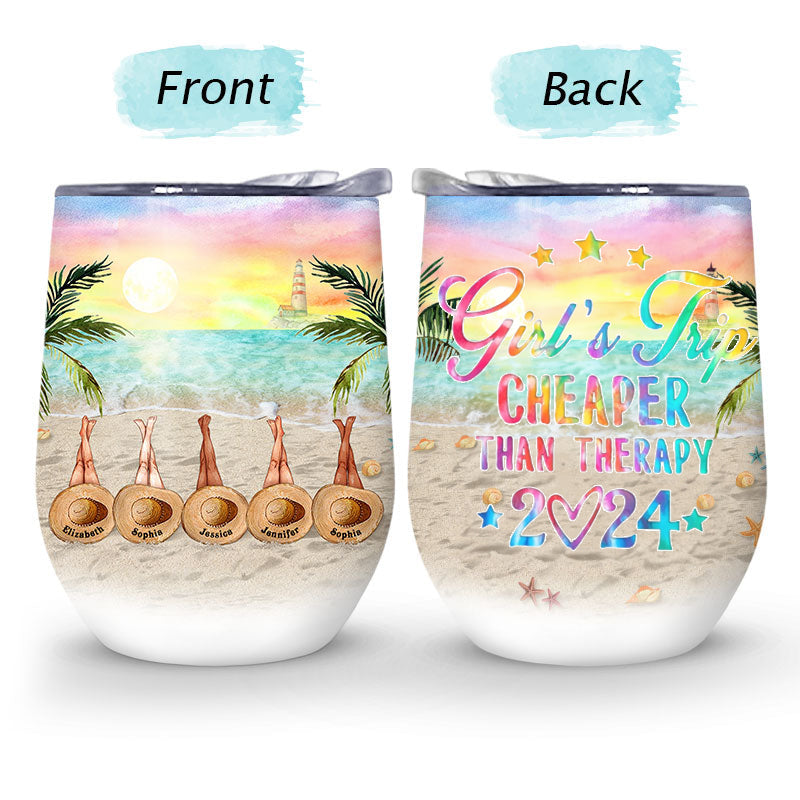 Personalized Beach Bestie Choose For Ourselves Gril‘s Trip Custom Wine Tumbler