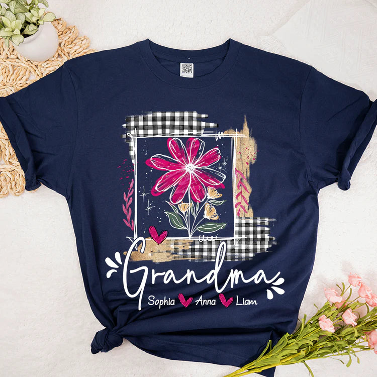 Custom Artistic Checkered Wildflowers As A Gift T-Shirt