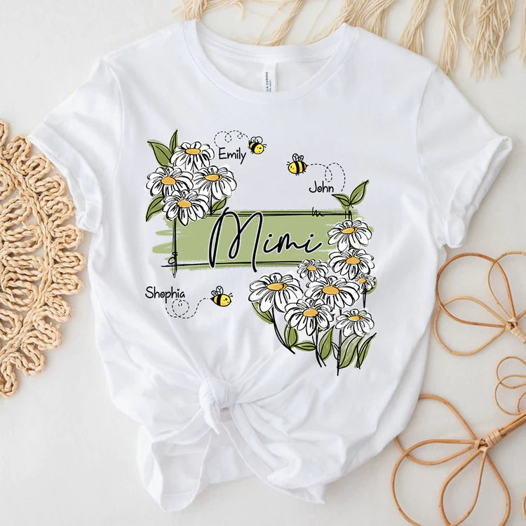 Custom Art Wildflowers Mimi And Bee Kids T-Shirt