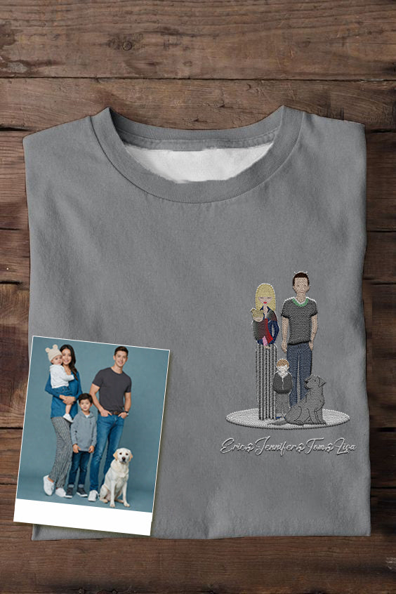 Custom Family Member Embroidered T-Shirt