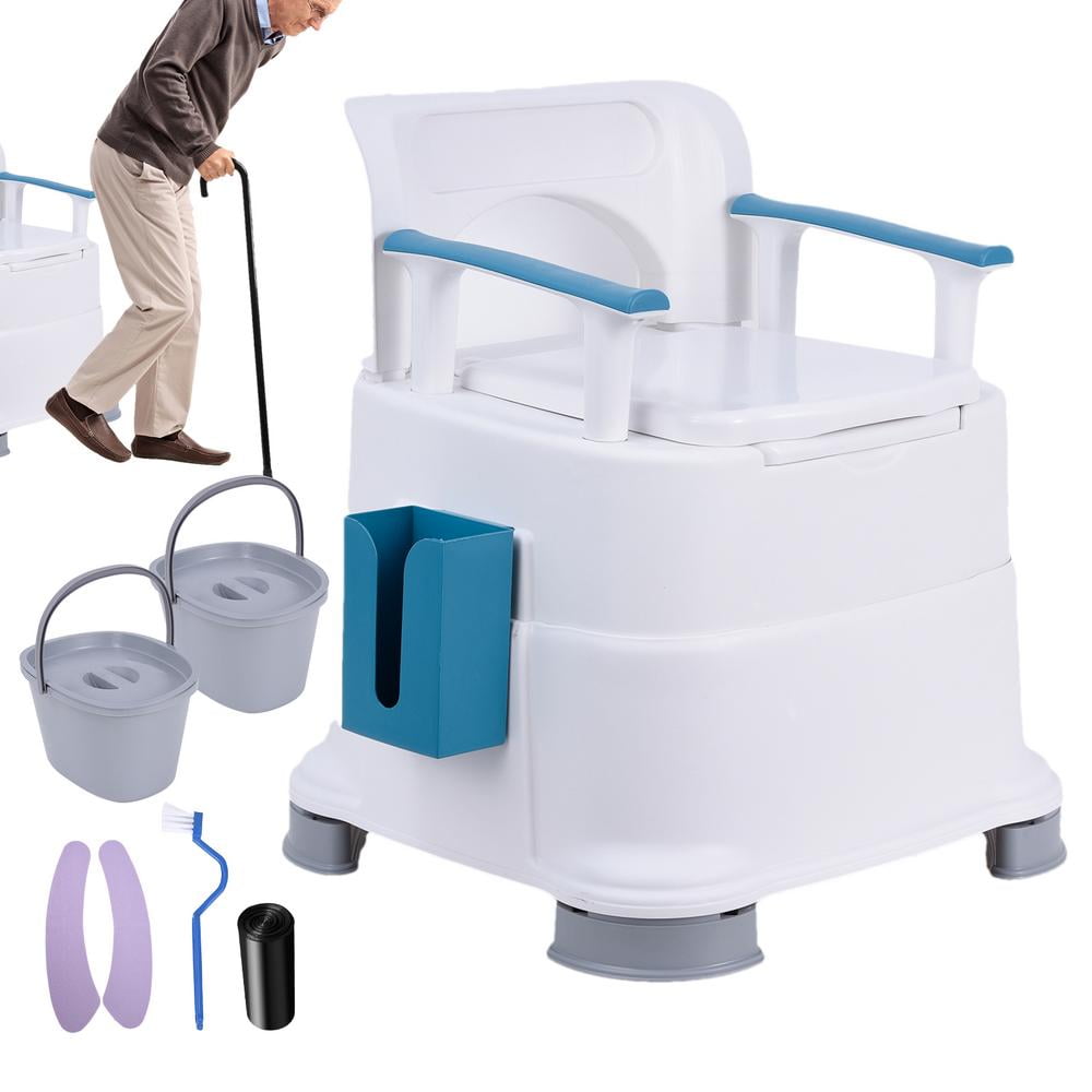 WZTO Portable Toilet for Elderly Indoor Safety Bedside Toilet Mobile Portable Toilets with Spacious PU Seat for Pregnant Women The Elderly Patients Disabled People usual