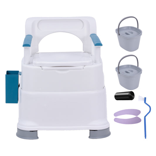 WZTO Safety Commode Toilet Indoor Safety Bedside Toilet Mobile Portable Toilets with Spacious PU Seat for Pregnant Women The Elderly Patients Disabled People typical