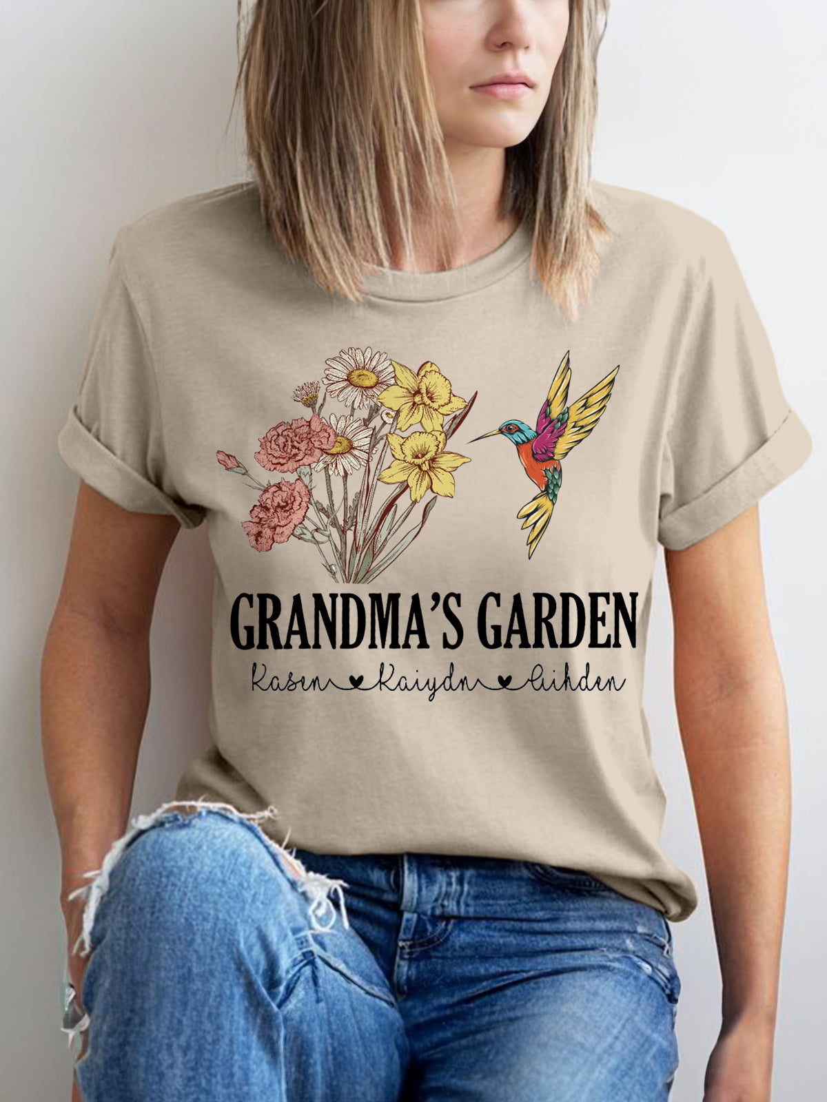 Customized Hummingbird Floral Short Sleeve