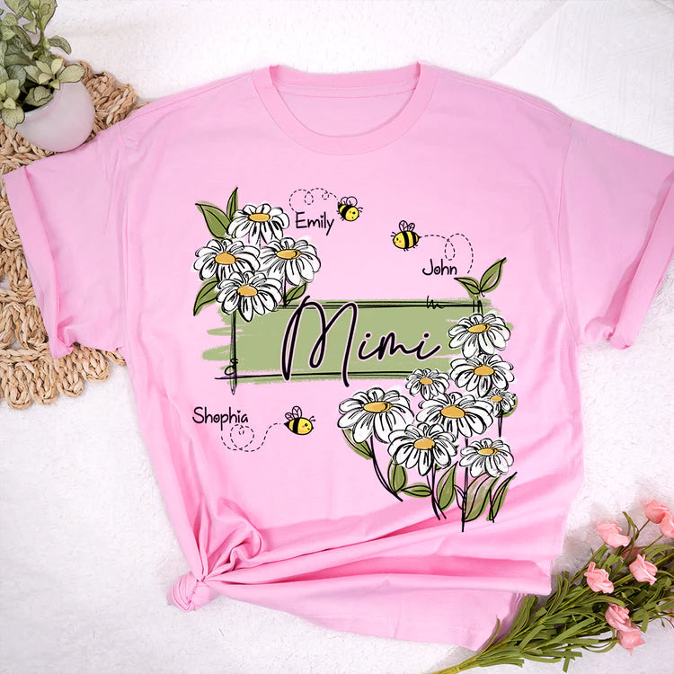 Custom Art Wildflowers Mimi And Bee Kids T-Shirt