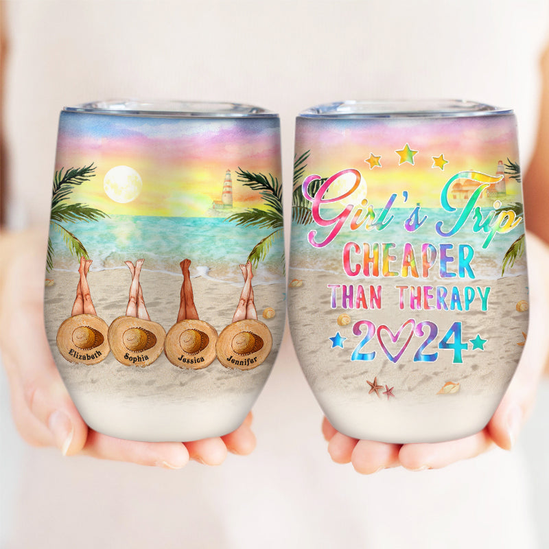 Personalized Beach Bestie Choose For Ourselves Gril‘s Trip Custom Wine Tumbler