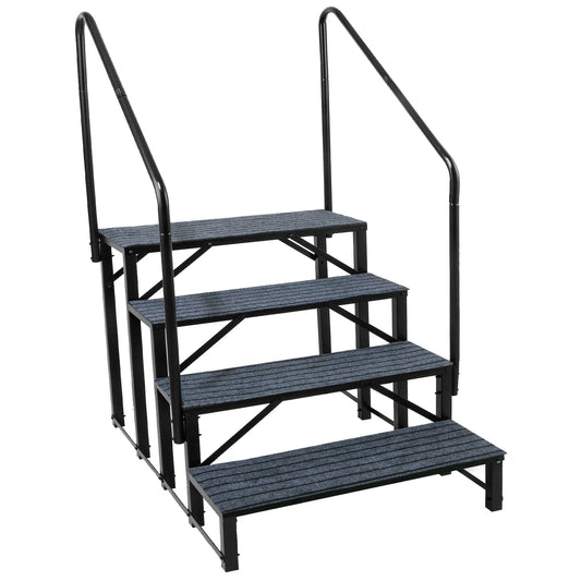 WZTO RV Stairs with 2 Handrails Handrails Attached Outdoor RV Stairs 4 Step Ladder High Load Bearing Capacity Steps for Home Renovation for Caravan Travel Trailer Swim Spa amiable