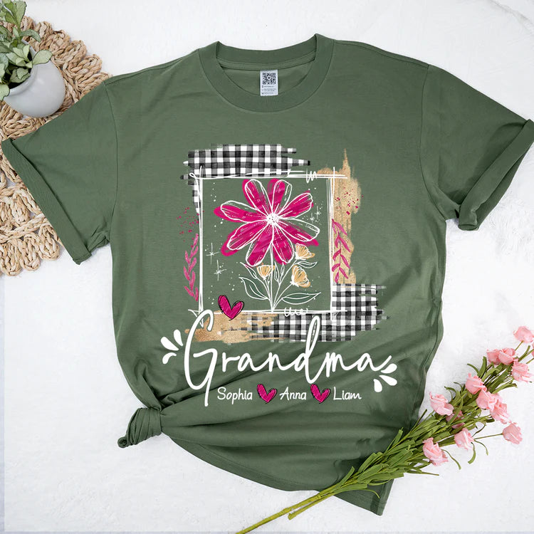 Custom Artistic Checkered Wildflowers As A Gift T-Shirt