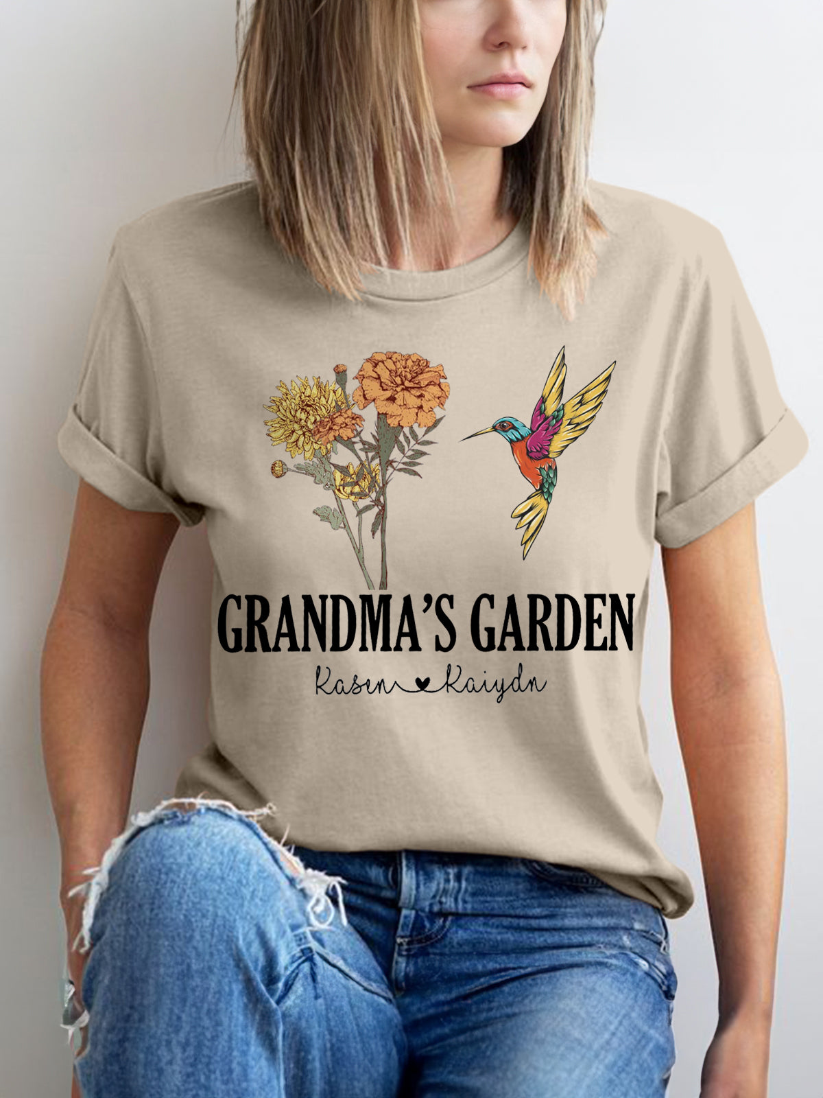 Customized Hummingbird Floral Short Sleeve