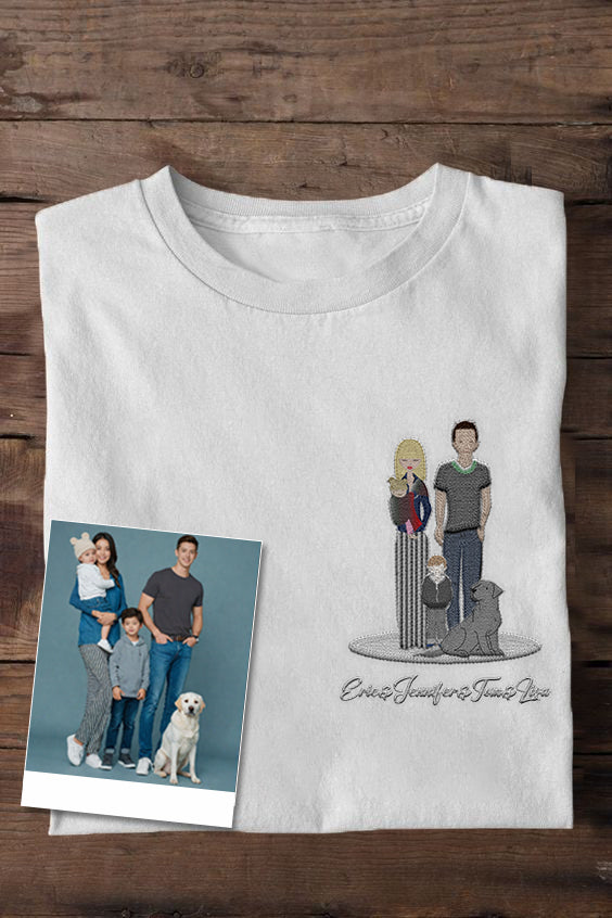 Custom Family Member Embroidered T-Shirt