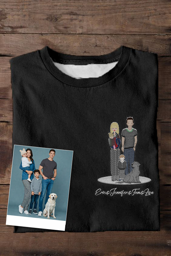 Custom Family Member Embroidered T-Shirt