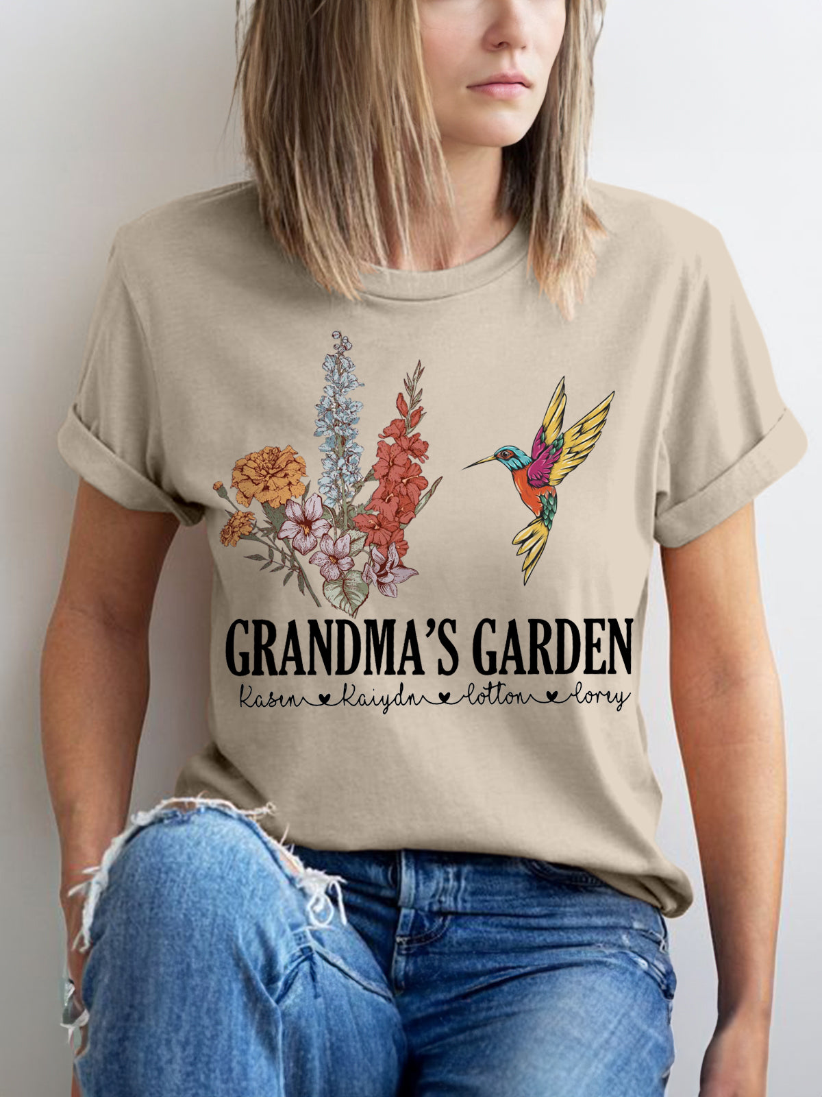 Customized Hummingbird Floral Short Sleeve