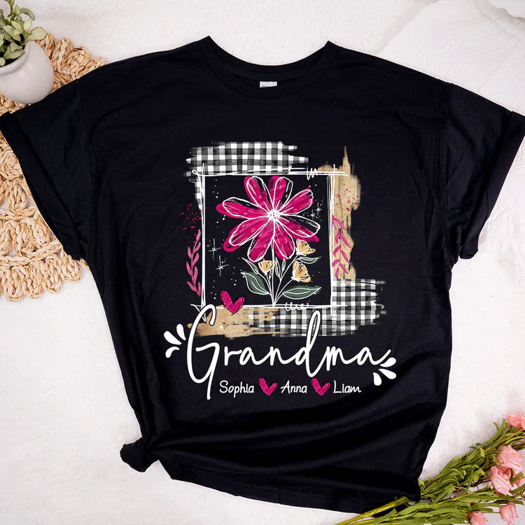 Custom Artistic Checkered Wildflowers As A Gift T-Shirt