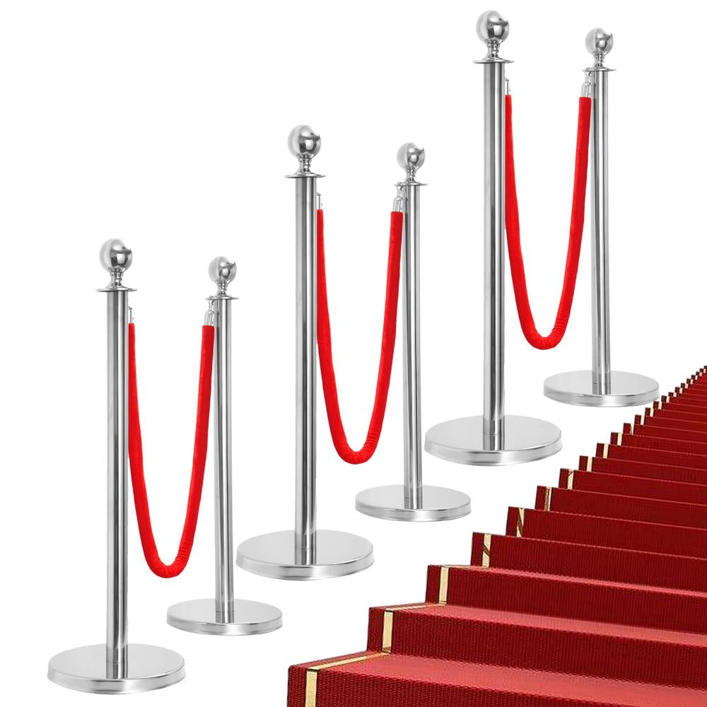 WZTO Red Carpet Poles and Ropes Set Stainless Steel Waterproof Stanchion Post Queue User Friendly Control Barriers for Indoor & Outdoor trusted