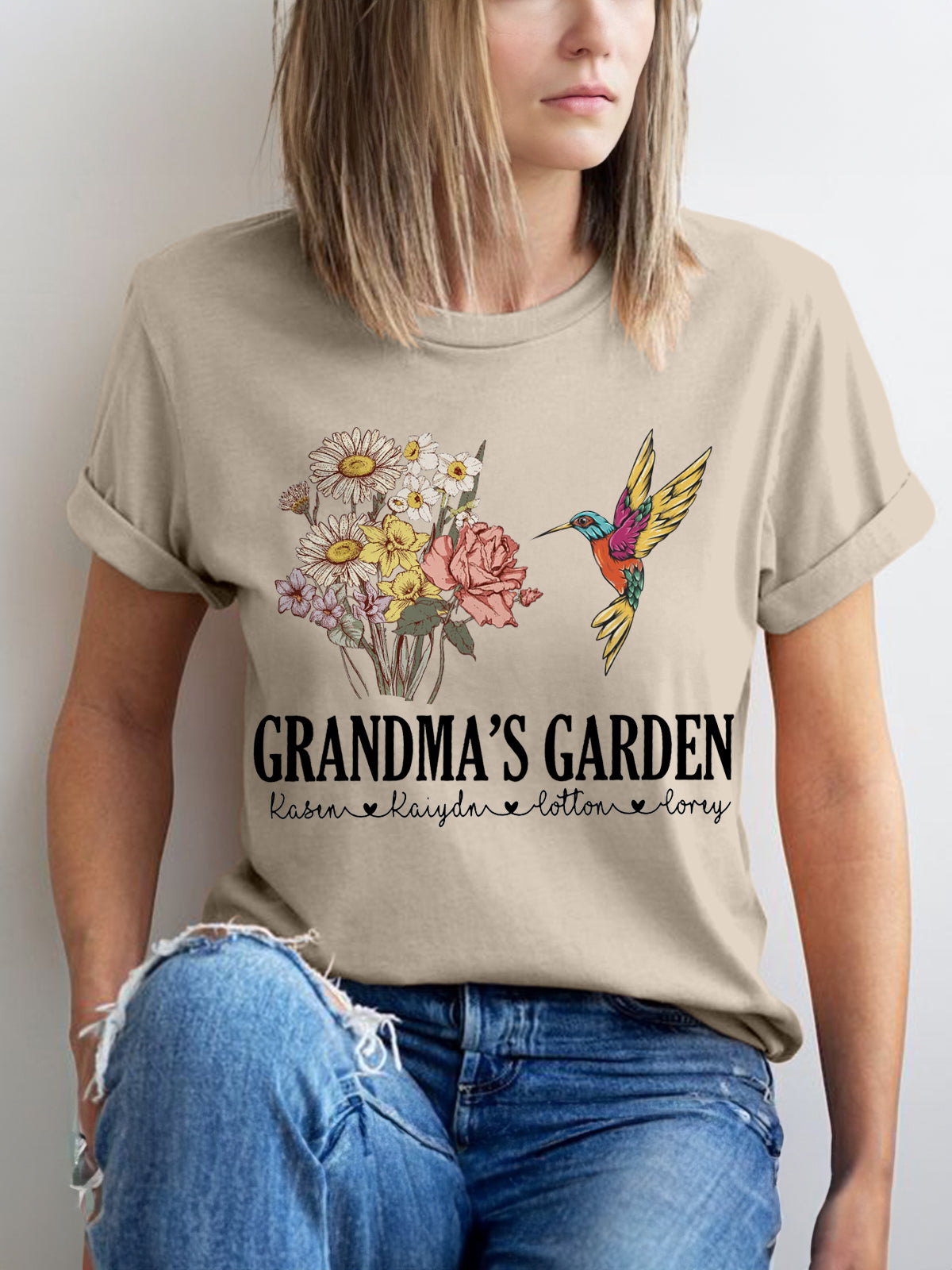 Customized Hummingbird Floral Short Sleeve