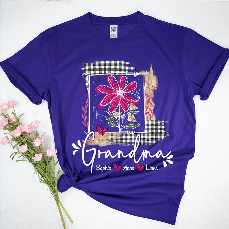 Custom Artistic Checkered Wildflowers As A Gift T-Shirt