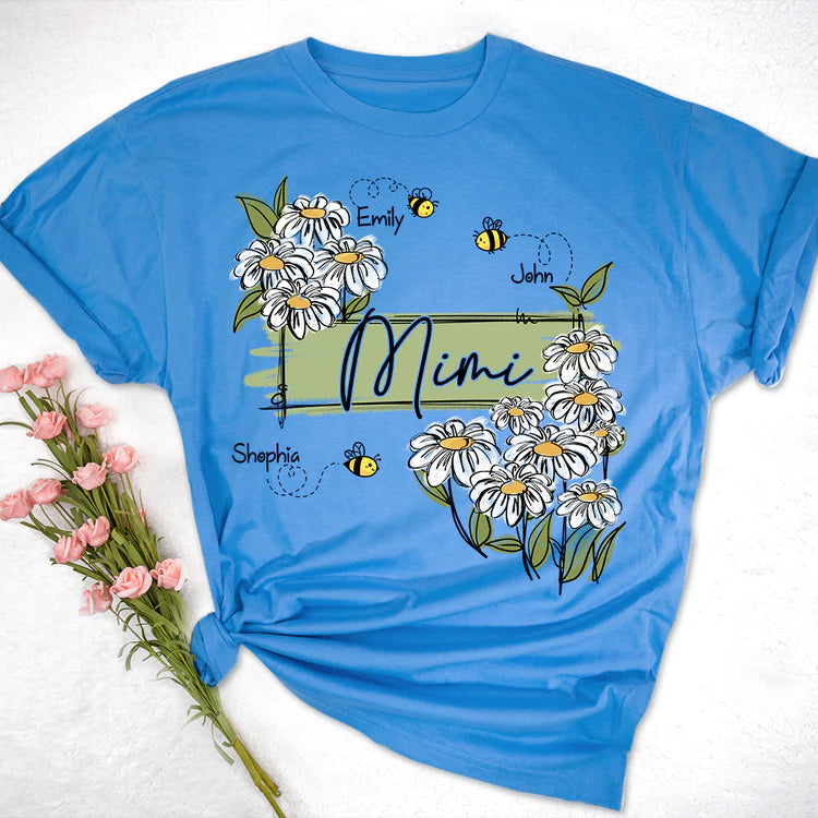 Custom Art Wildflowers Mimi And Bee Kids T-Shirt