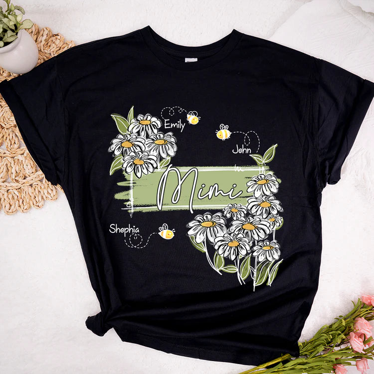 Custom Art Wildflowers Mimi And Bee Kids T-Shirt