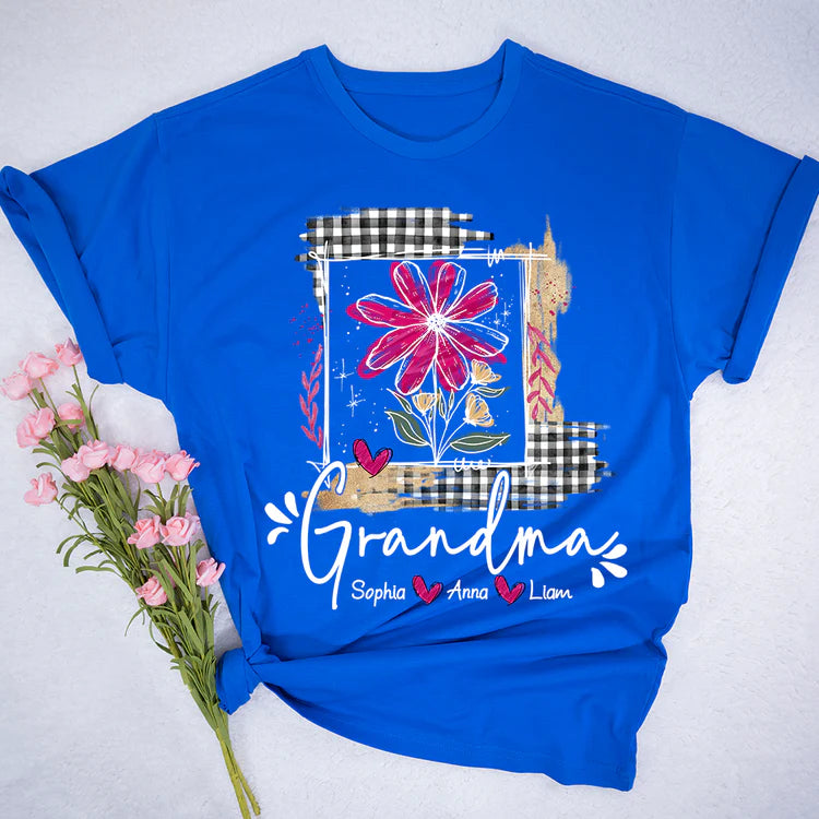 Custom Artistic Checkered Wildflowers As A Gift T-Shirt