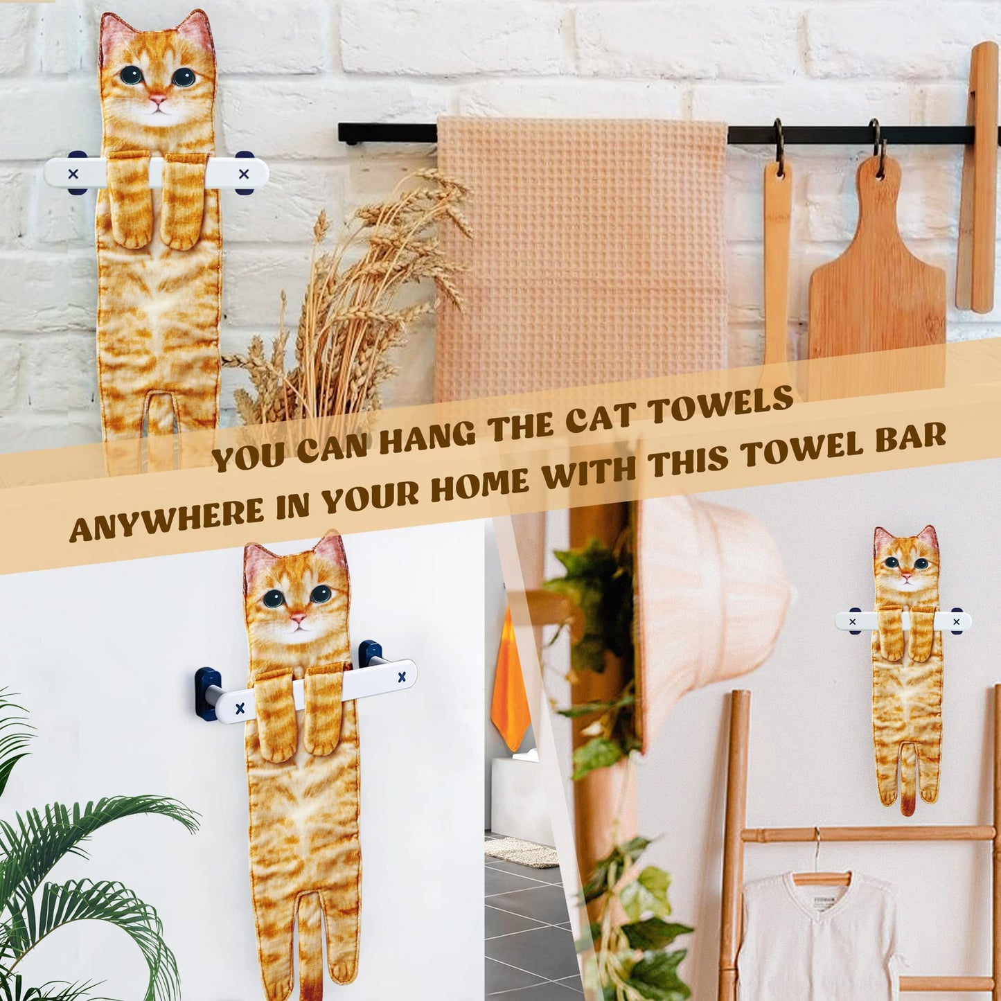 Cat Funny Hand Towels for Bathroom Kitchen - Cute Decorative Cat Decor Hanging Washcloths Face Towels Super Absorbent Soft