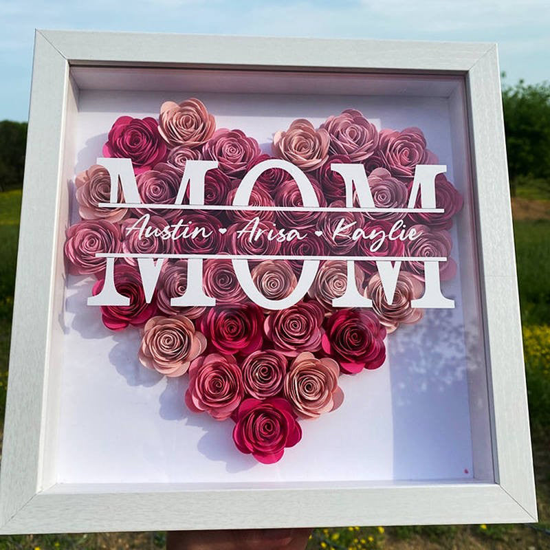 Personalized Mom Flower Shadow Box With Name For Mother's Gift