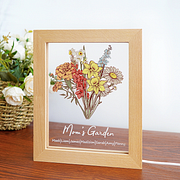 Personalized Birth flower Bouquet Names LED Light