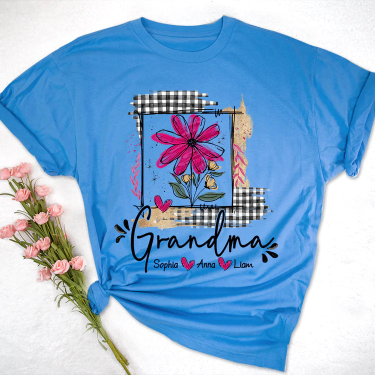 Custom Artistic Checkered Wildflowers As A Gift T-Shirt