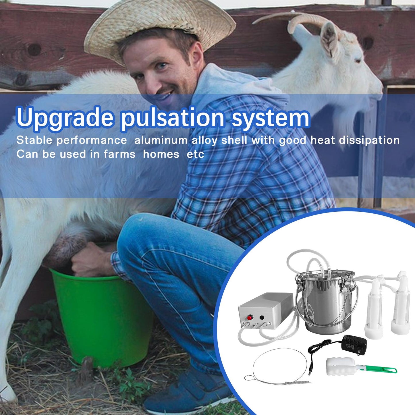 WZTO Milk Machine For Goats Automatic Breast Pump Efficient & Gentle On Animals Food Grade Milk Bucket 3L Pulsating Vacuum Pump For Dairy Farms well-liked