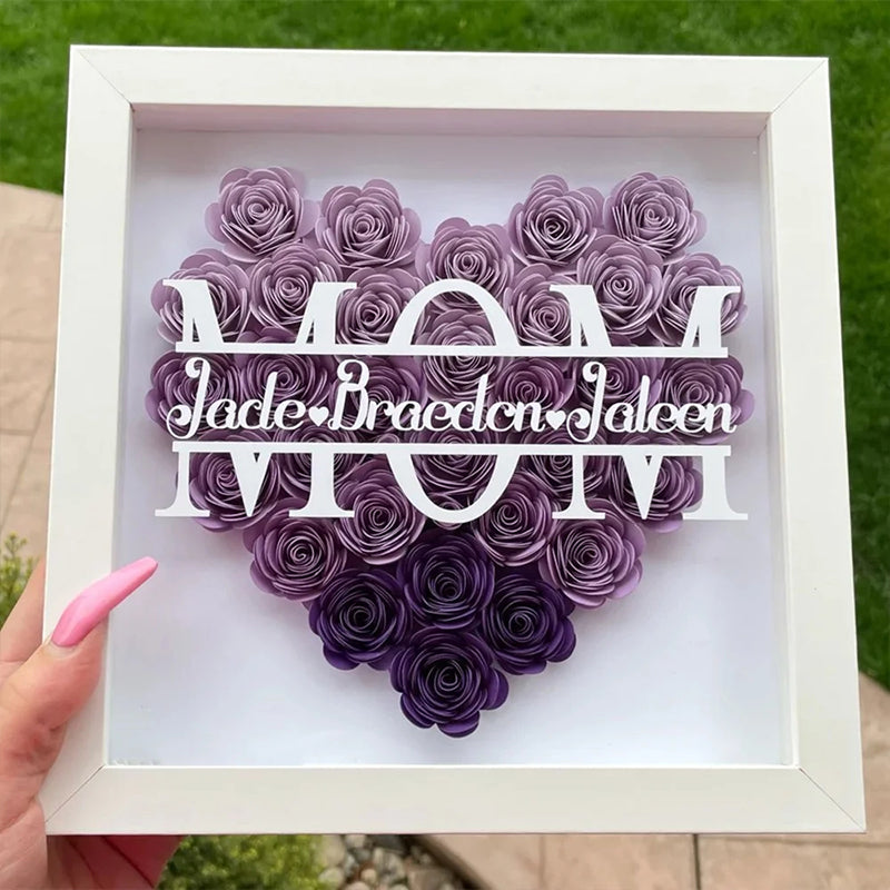 Personalized Mom Flower Shadow Box With Name For Mother's Gift