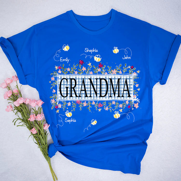 Custom Wildflower Soft Colors Grandma And Kids Bee T-Shirt