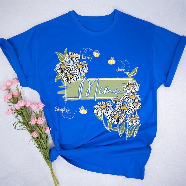 Custom Art Wildflowers Mimi And Bee Kids T-Shirt