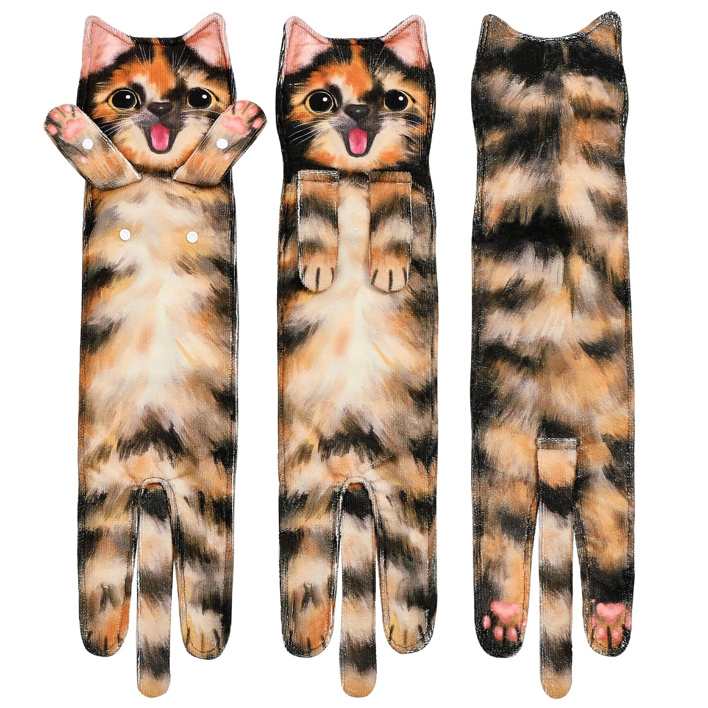 Cat Funny Hand Towels for Bathroom Kitchen - Cute Decorative Cat Decor Hanging Washcloths Face Towels Super Absorbent Soft