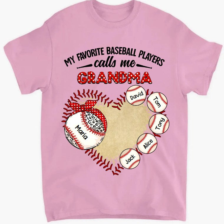 Personalized "My Favorite Baseball Player Calls Me Grandma" Print Shirt