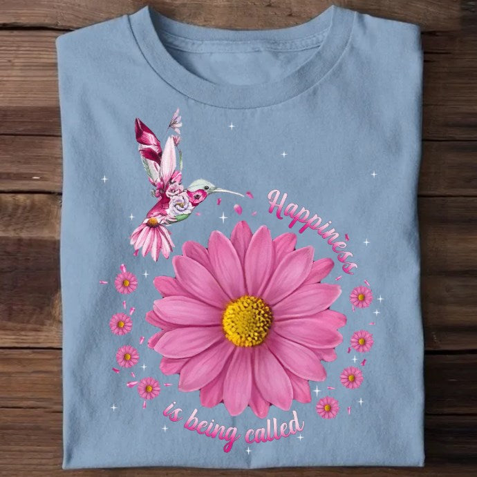 Pink Floral Hummingbird Happiness Is Being Called Grandma, Gift For Nana Auntie Mommy Personalized T-shirt