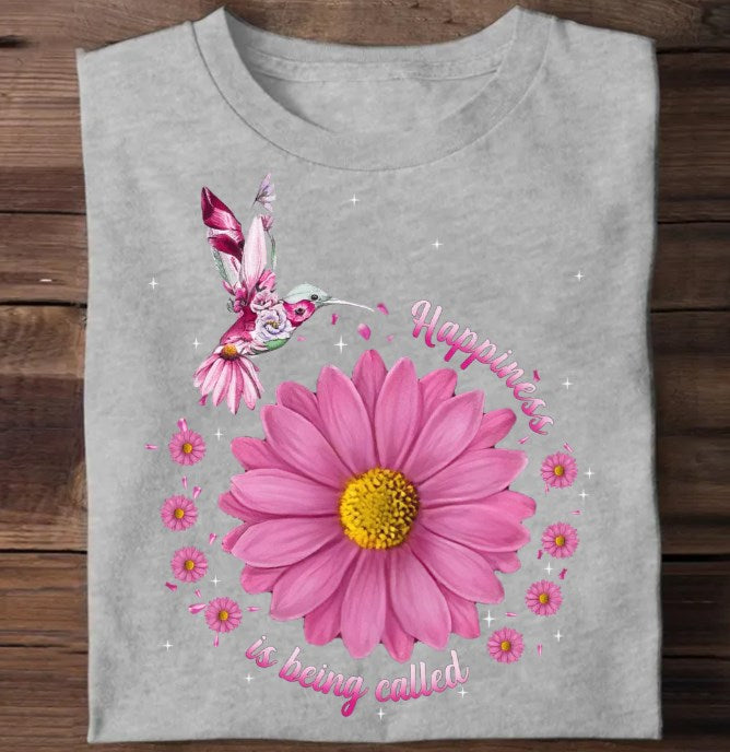 Pink Floral Hummingbird Happiness Is Being Called Grandma, Gift For Nana Auntie Mommy Personalized T-shirt