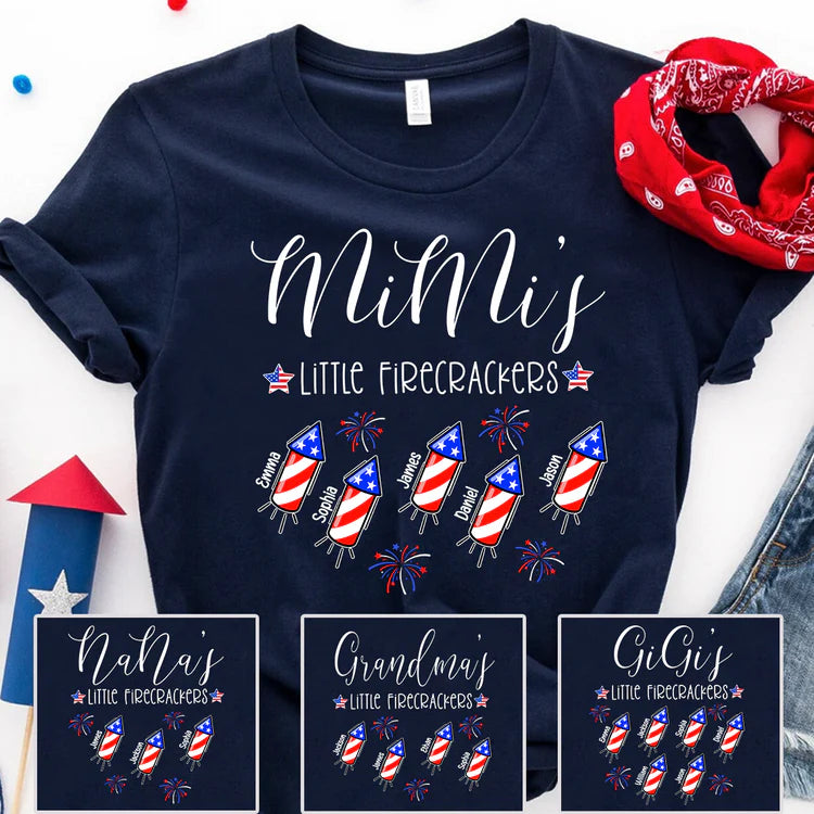 Custom Grandma/Mom With Kids Firecrackers T-Shirt