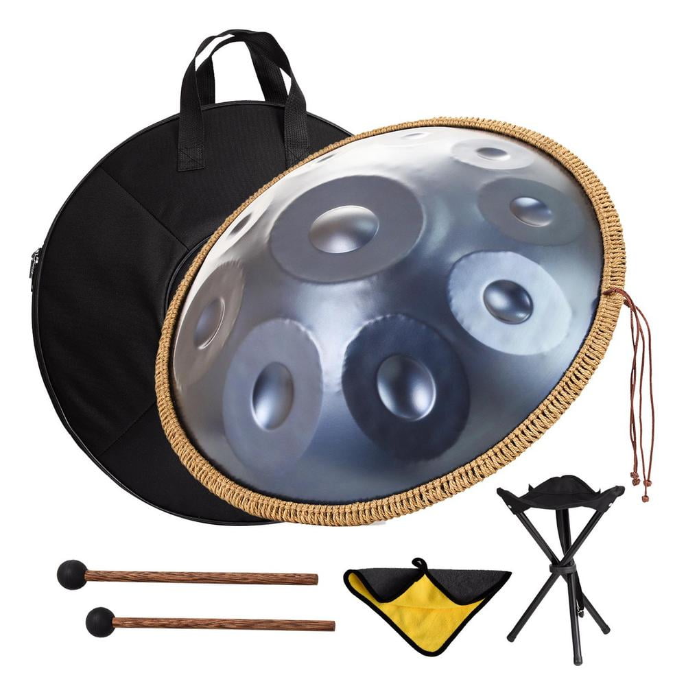 WZTO Hand Pan Drum 22 Inch Meditation Drum in D Minor Portable Navy Blue 10 Notes Handpan Drums Sets for Professional Performance latest