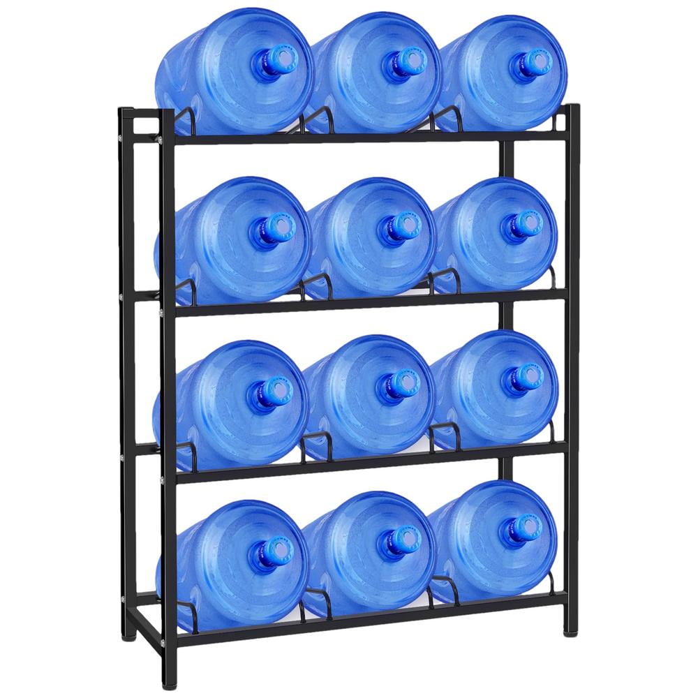 WZTO 5 Gallon Water Kettle Holder 4 Tier Bottle Stand Water Cooler Rack 5 Gal Water Bottle Organizer Detachable 3 Row 12 Slots Water Rack for Home Studio Kitchen Warehouse skilful