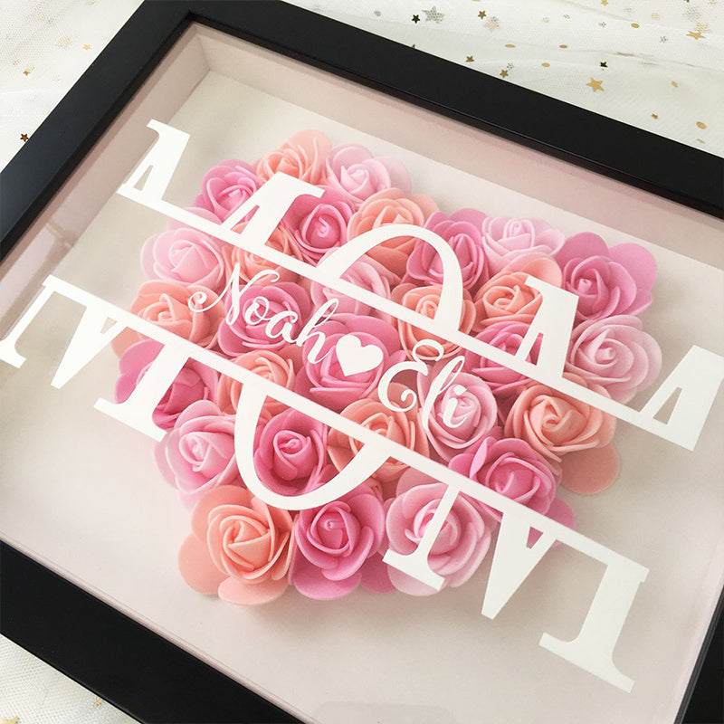 Personalized Mom Flower Shadow Box With Name For Mother's Gift